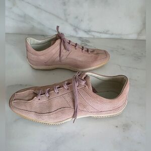 Hogan Pink Suede Sneakers – Lace Up Casual Shoes Size 39.5